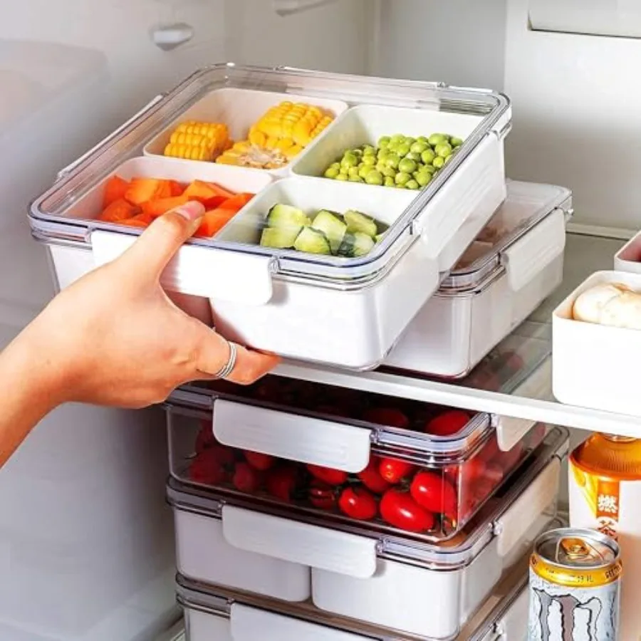 Snackle Box Divided Veggie Serving Tray with Lid Salad Keeper with 4 Removable Boxes Stackable Refrigerator Organizer Bins Prod
Snackle Box Divided Veggie Serving Tray with Lid Salad Keeper with 4 Removable Boxes Stackable Refrigerator Organizer Bins Prod