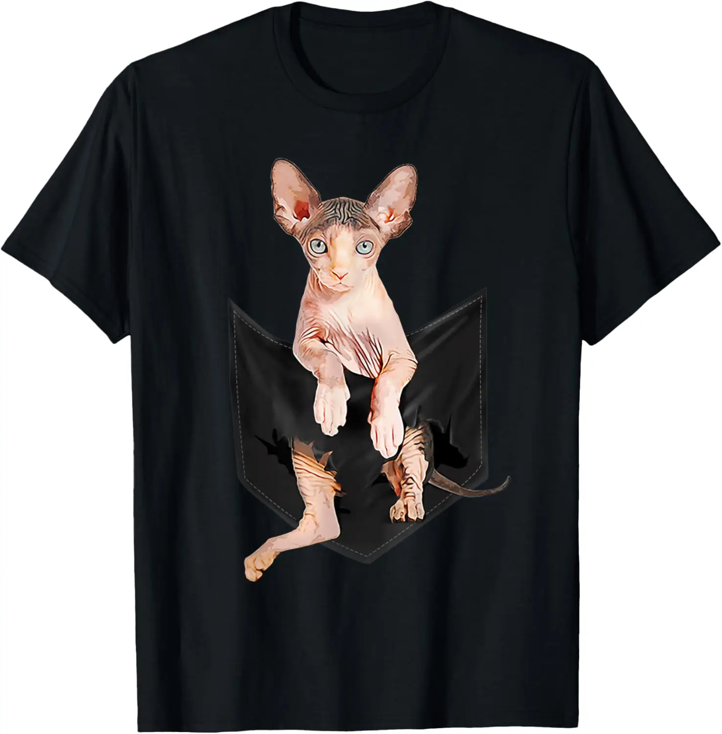 Sphynx Cat Pocket Graphic Tee Men Casual Cotton Round Neck T-Shirt Gift
Sphynx Cat Pocket Graphic Tee Men Casual Cotton Round Neck T-Shirt Gift