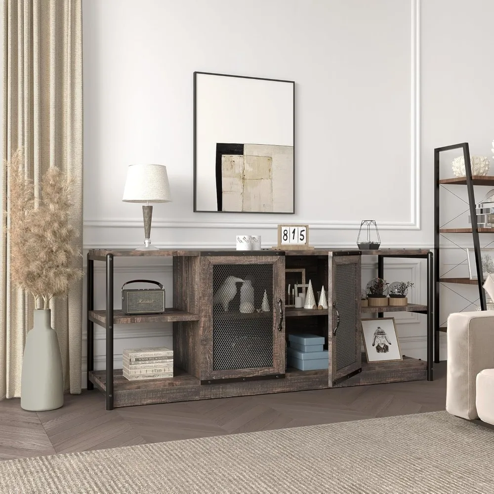 Industrial Media Console Table, Furniture for Living Room, Farmhouse Entertainment Center With Storage Cabinet and Mesh Doors
Industrial Media Console Table, Furniture for Living Room, Farmhouse Entertainment Center With Storage Cabinet and Mesh Doors