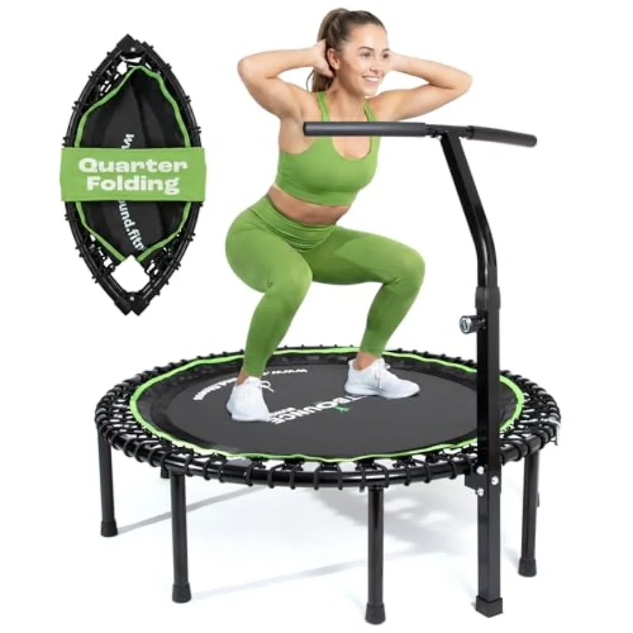 Indoor adult mini trampoline with premium steel frame, black color, silent low-impact bounce and T-bar stability, 44-inch quart
Indoor adult mini trampoline with premium steel frame, black color, silent low-impact bounce and T-bar stability, 44-inch quart