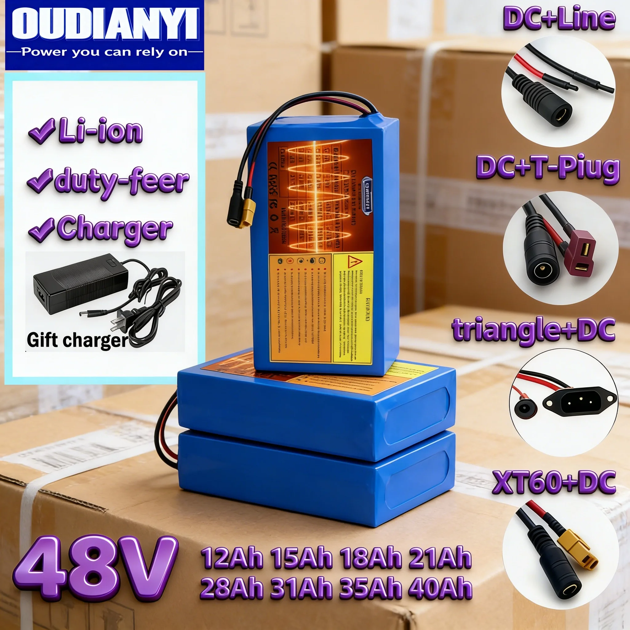 48V 12Ah/15Ah/18Ah/21Ah/28Ah/31Ah/35Ah/40Ah Lithium Scooter Battery with BMS 1500W for 42V E-Vehicle
48V 12Ah/15Ah/18Ah/21Ah/28Ah/31Ah/35Ah/40Ah Lithium Scooter Battery with BMS 1500W for 42V E-Vehicle