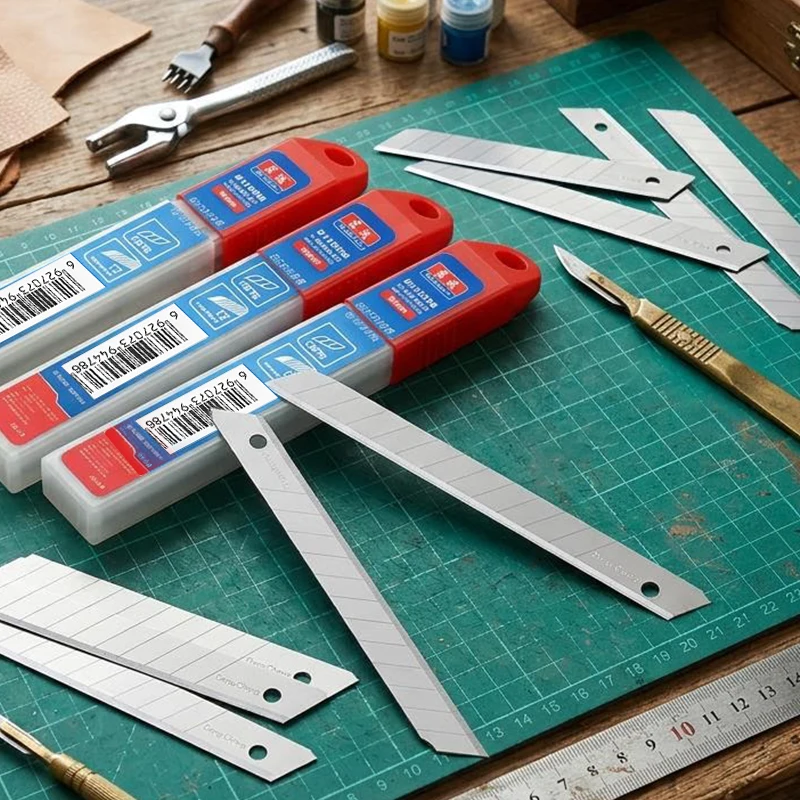 9mm 13-Section Utility Blades 60° Angle 0.4mm Silver Edge CK75 Steel Box Cutter Refills for Carpet Leather Vinyl Paper Tape
9mm 13-Section Utility Blades 60° Angle 0.4mm Silver Edge CK75 Steel Box Cutter Refills for Carpet Leather Vinyl Paper Tape