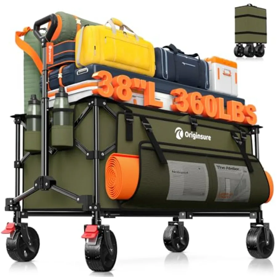 Beach camping utility cart: collapsible 220L wagon, foldable 38 L heavy-duty design, all-terrain wheels, black with reinforced
Beach camping utility cart: collapsible 220L wagon, foldable 38 L heavy-duty design, all-terrain wheels, black with reinforced