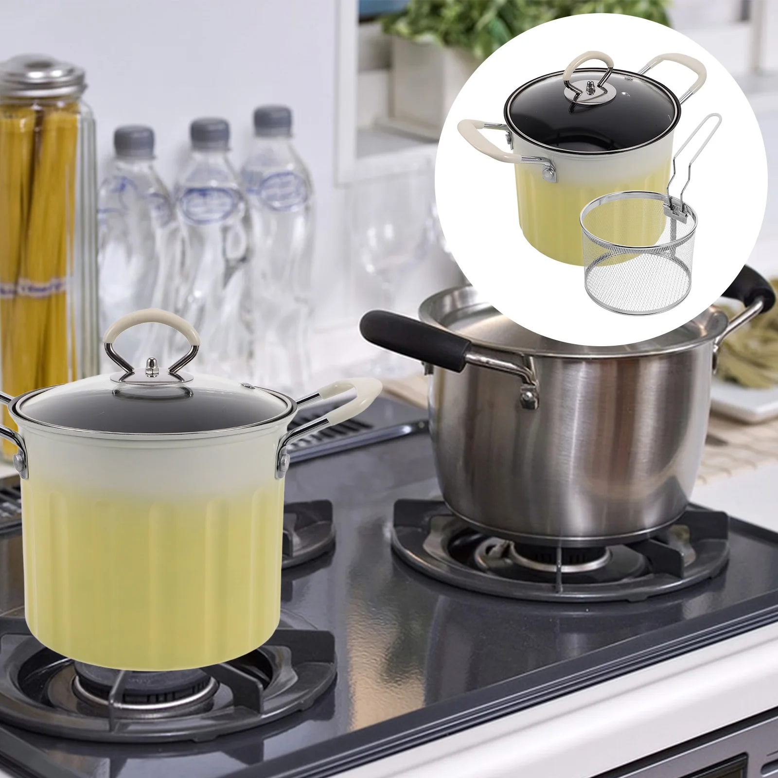 Stainless Steel Fryer Deep Stockpot Yellow Refined Iron Pan Lid Japanese Tempura Fryer Pot Induction Cooker Cast Iron
Stainless Steel Fryer Deep Stockpot Yellow Refined Iron Pan Lid Japanese Tempura Fryer Pot Induction Cooker Cast Iron