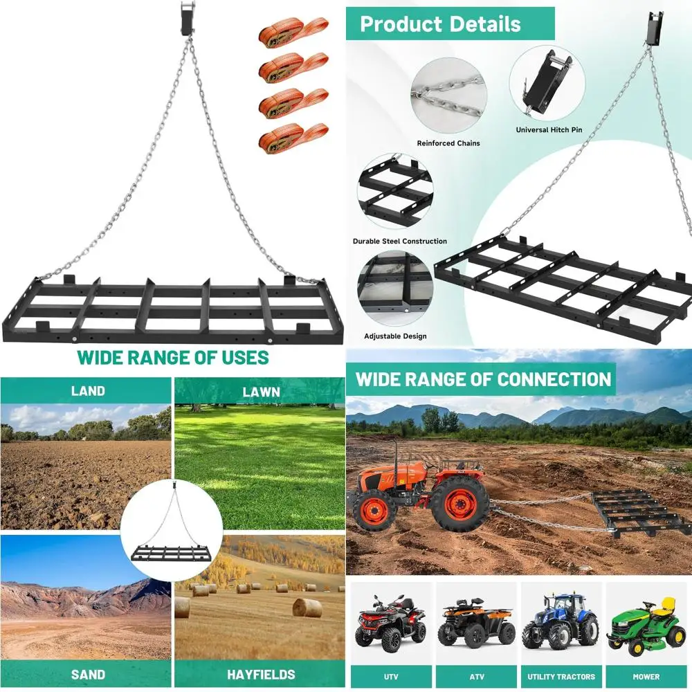 Heavy-Duty Tow-Behind Driveway Grader for Land Leveling, Soil and Gravel Raking
Heavy-Duty Tow-Behind Driveway Grader for Land Leveling, Soil and Gravel Raking