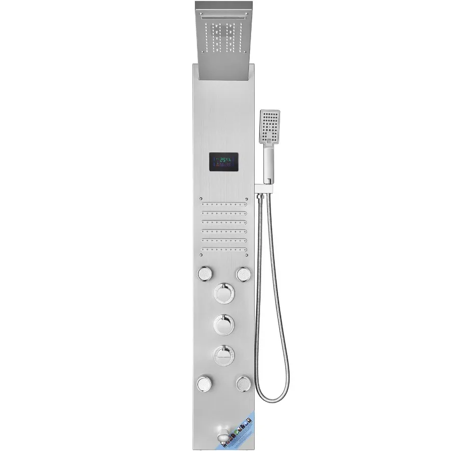 Shower Panel System 6 Shower Modes LED and Screen Hydroelectricity Shower Panel Tower Rainfall Waterfall 5 Massage Jets Tub Sp
Shower Panel System 6 Shower Modes LED and Screen Hydroelectricity Shower Panel Tower Rainfall Waterfall 5 Massage Jets Tub Sp