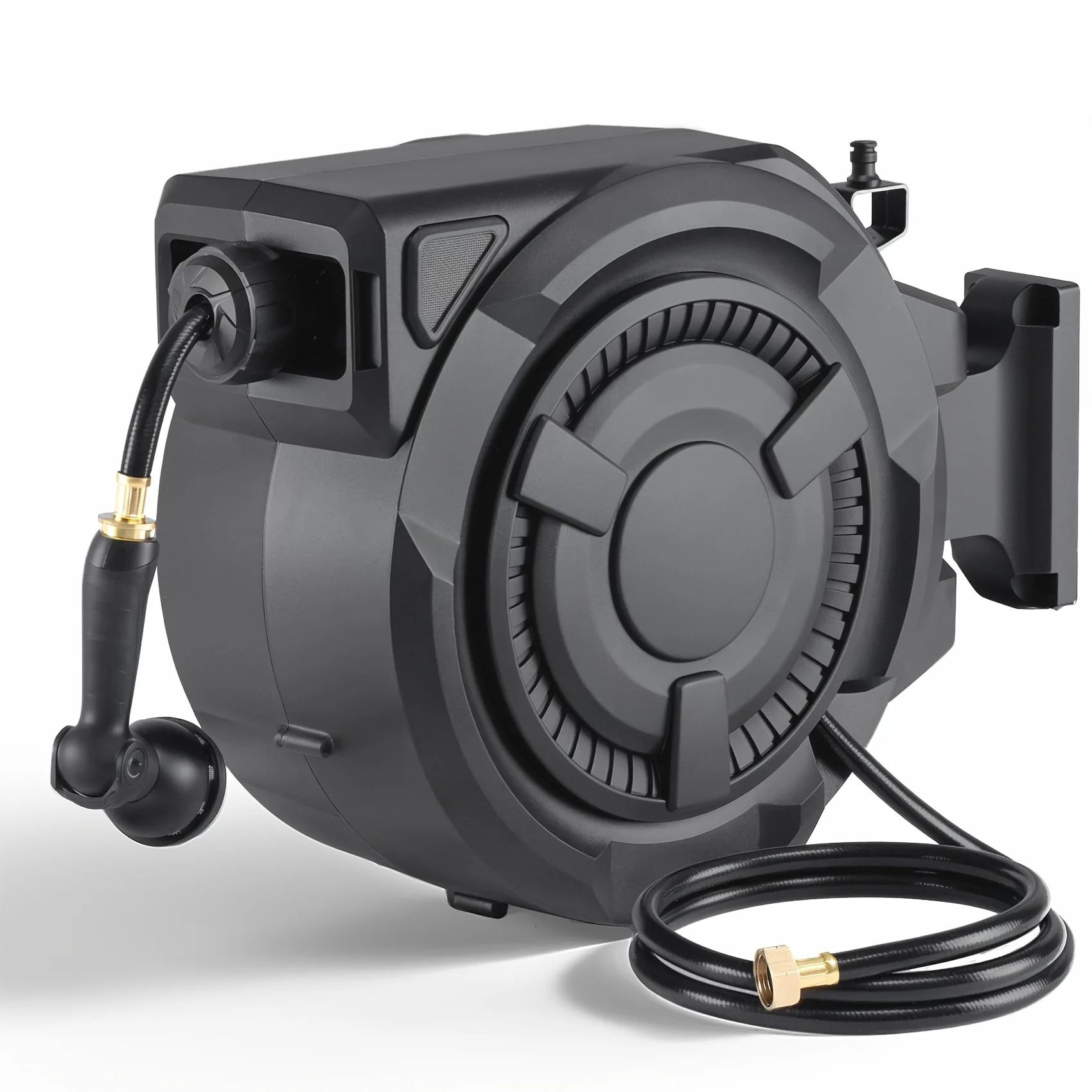 Garden Hose Reel 1/2in & 5/8in, 50ft-130ft Heavy Duty Automatic Hose Reel, Garden Water Hose Reel, with Slow Return System, Heavy Duty Wall Mounted Hose Reel with 10- Function Sprayer Nozzle, Hose Reels for Outside Heavy Duty, Water Hose
Garden Hose Reel 1/2in & 5/8in, 50ft-130ft Heavy Duty Automatic Hose Reel, Garden Water Hose Reel, with Slow Return System, Heavy Duty Wall Mounted Hose Reel with 10- Function Sprayer Nozzle, Hose Reels for Outside Heavy Duty, Water Hose