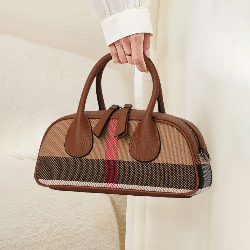 Aidani Genuine Leather with Plaid Fabric Bowling Bag for Women 2026 New Model Handbag Crossbody Bag Plaid Patchwork Pillow Bag
Aidani Genuine Leather with Plaid Fabric Bowling Bag for Women 2026 New Model Handbag Crossbody Bag Plaid Patchwork Pillow Bag