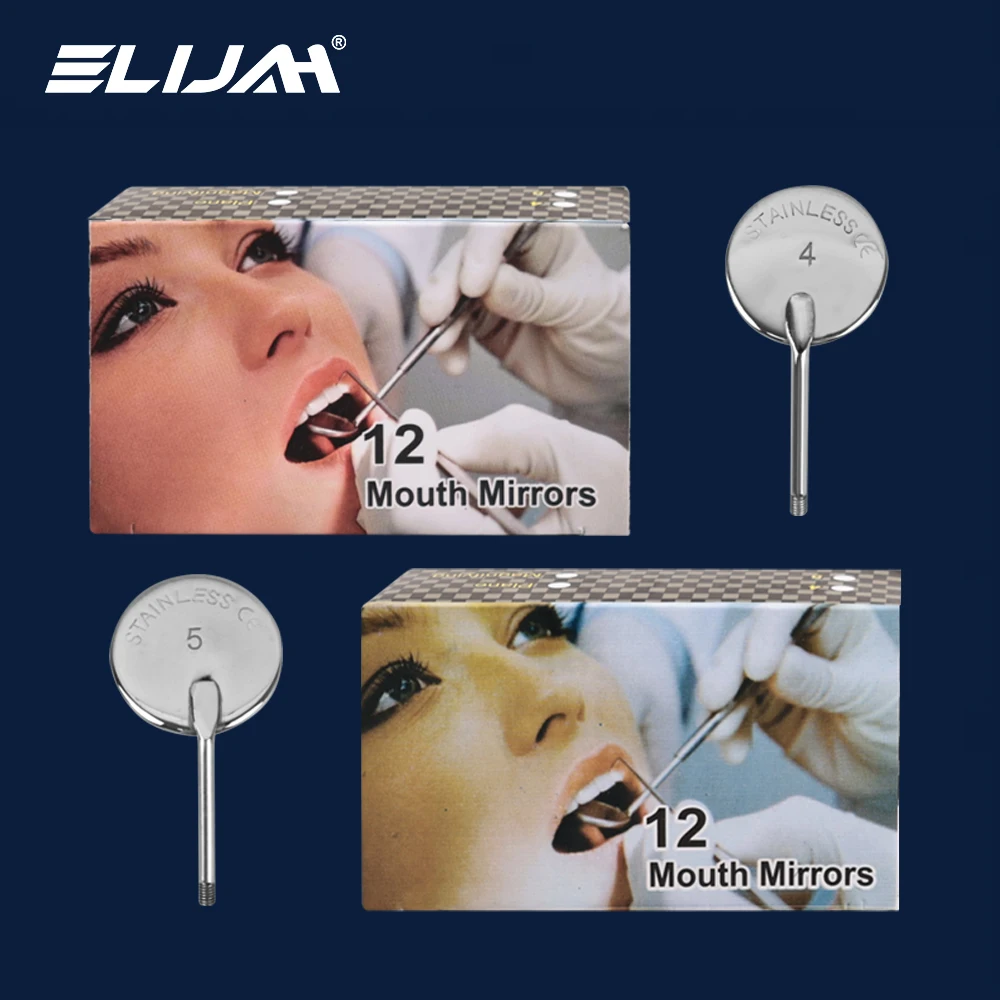 ELIJAH 12Pcs Mouth Mirror #4/#5 Dental Anti Fog Front Surface Stainless Steel Oral Cavity Endoscope Dentistry Instrument
ELIJAH 12Pcs Mouth Mirror #4/#5 Dental Anti Fog Front Surface Stainless Steel Oral Cavity Endoscope Dentistry Instrument