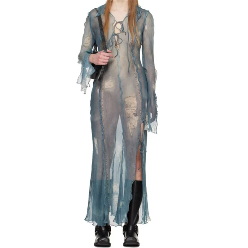 fashion summer dresses 2024 Summer New Korean Fashion Imitation Denim Print Long dress Semi transparent split long sleeved dress
fashion summer dresses 2024 Summer New Korean Fashion Imitation Denim Print Long dress Semi transparent split long sleeved dress