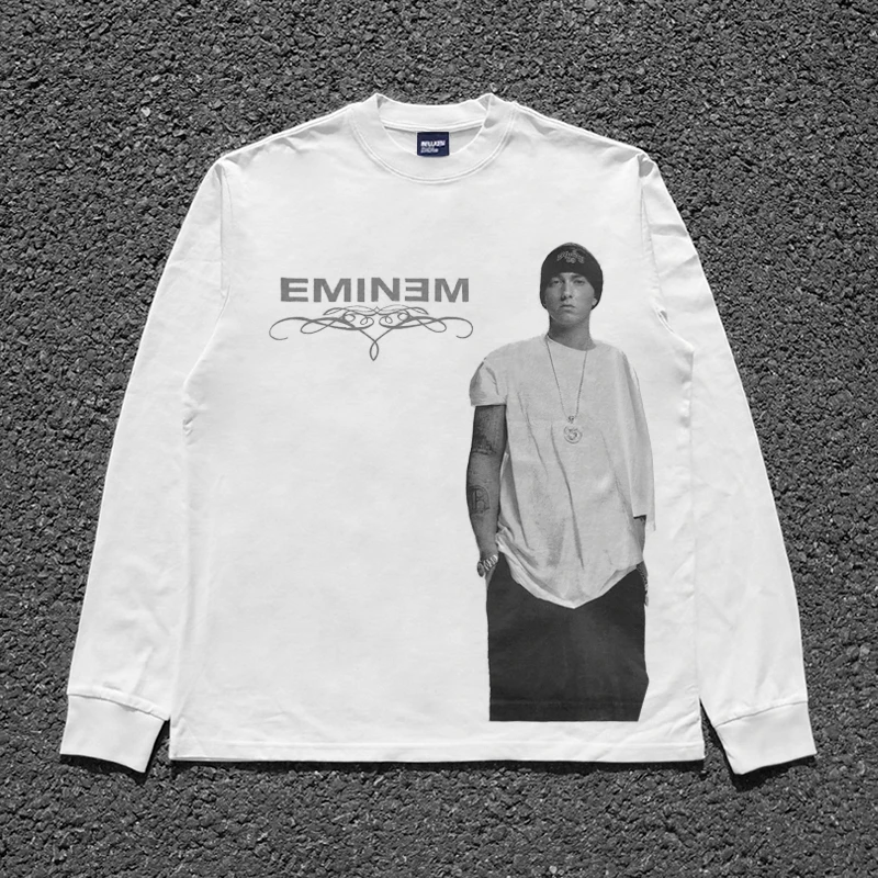Мужские винтажные топы с принтом EMINEM, уличная одежда в стиле хип-хоп, футболка большого размера, футболки с длинными рукавами, повседневная одежда, летние модные футболки
Мужские винтажные топы с принтом EMINEM, уличная одежда в стиле хип-хоп, футболка большого размера, футболки с длинными рукавами, повседневная одежда, летние модные футболки
