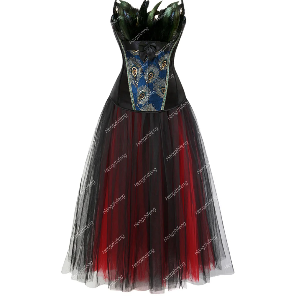 Corsets and Bustiers Peacock Embroidery Princess Burlesque Overbust Corset Gothic Feather Corset Body Shaper Bustier
Corsets and Bustiers Peacock Embroidery Princess Burlesque Overbust Corset Gothic Feather Corset Body Shaper Bustier