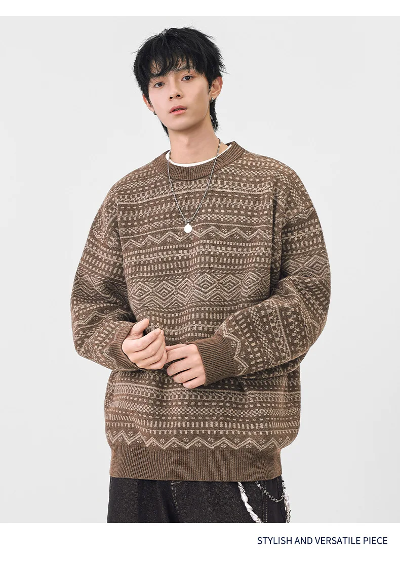 Retro Fair Isle Pattern Knit Sweater for Men Loose-Fit Soft Contrast-Colour Oversized Top Women
Retro Fair Isle Pattern Knit Sweater for Men Loose-Fit Soft Contrast-Colour Oversized Top Women