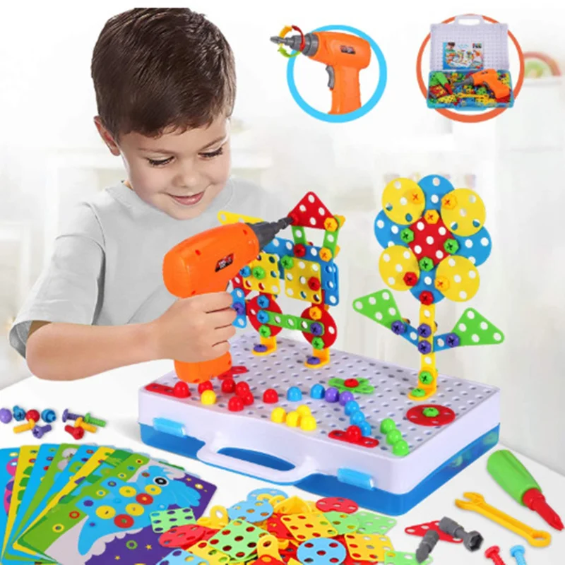 Mosaic Drilling Creative Screw Puzzle 3D Toys For Children Building Bricks Toys Kids DIY Electric Drill Set Boys Educational Toy
Mosaic Drilling Creative Screw Puzzle 3D Toys For Children Building Bricks Toys Kids DIY Electric Drill Set Boys Educational Toy
