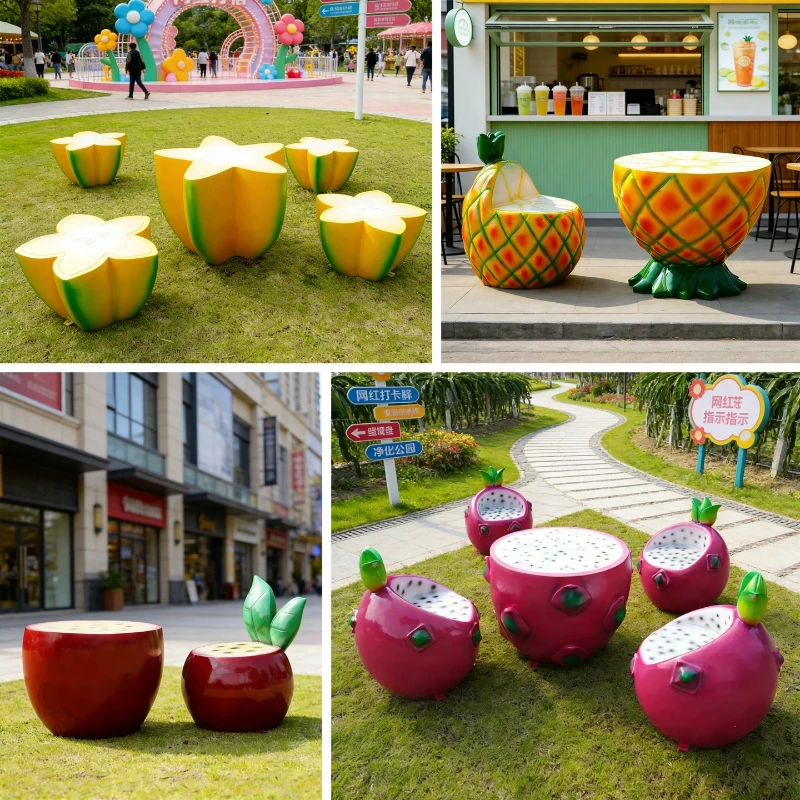Creative fruit theme leisure seat sculpture, fiberglass fruit modeling table and chair decoration
Creative fruit theme leisure seat sculpture, fiberglass fruit modeling table and chair decoration
