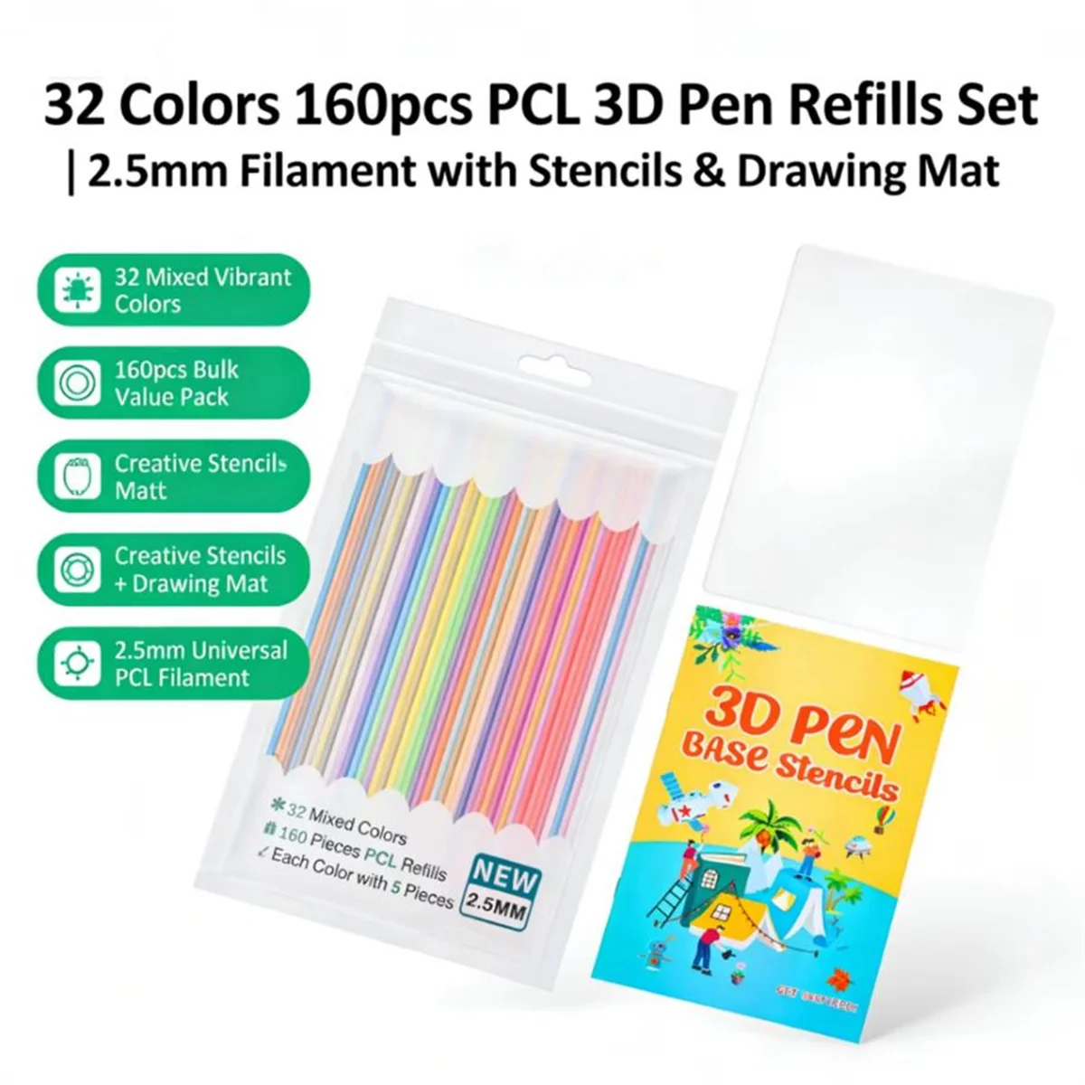 160/300 Strands 2.5mm 3D Doodler Refill 32/25/30Colors 3D Doodler Pen Refills Safe Low Temperature PCL For 3D Doodler Start +
160/300 Strands 2.5mm 3D Doodler Refill 32/25/30Colors 3D Doodler Pen Refills Safe Low Temperature PCL For 3D Doodler Start +