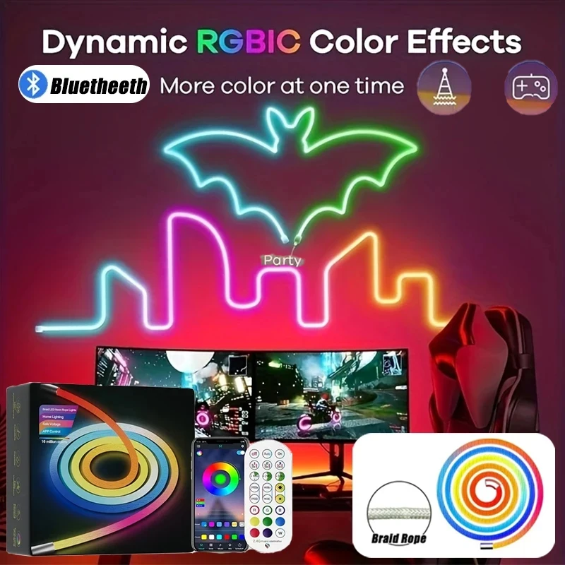 DIY Shape Woven RGBIC Neon LED Strip Light 5V USB Plug-in APP Remote Music Sync Waterproof Room Decor
DIY Shape Woven RGBIC Neon LED Strip Light 5V USB Plug-in APP Remote Music Sync Waterproof Room Decor