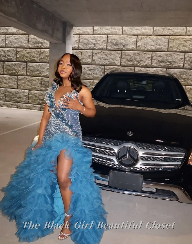 Customized Blue Mermaid Prom Dresses 2025 Beaded Handmade Sticky Flower Rhinestone Wedding Dresses Gowns Black Girls Party Dress
Customized Blue Mermaid Prom Dresses 2025 Beaded Handmade Sticky Flower Rhinestone Wedding Dresses Gowns Black Girls Party Dress