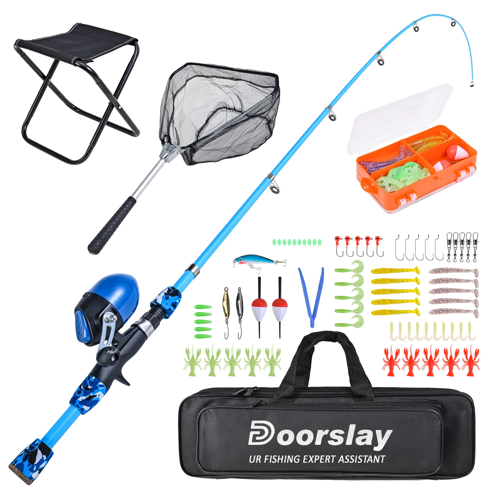 Kids Fishing Rod and Reel Combo with Collapsible Fishing Stool Landing Net Telescopic Fishing Pole Tackle Box Accessories
Kids Fishing Rod and Reel Combo with Collapsible Fishing Stool Landing Net Telescopic Fishing Pole Tackle Box Accessories