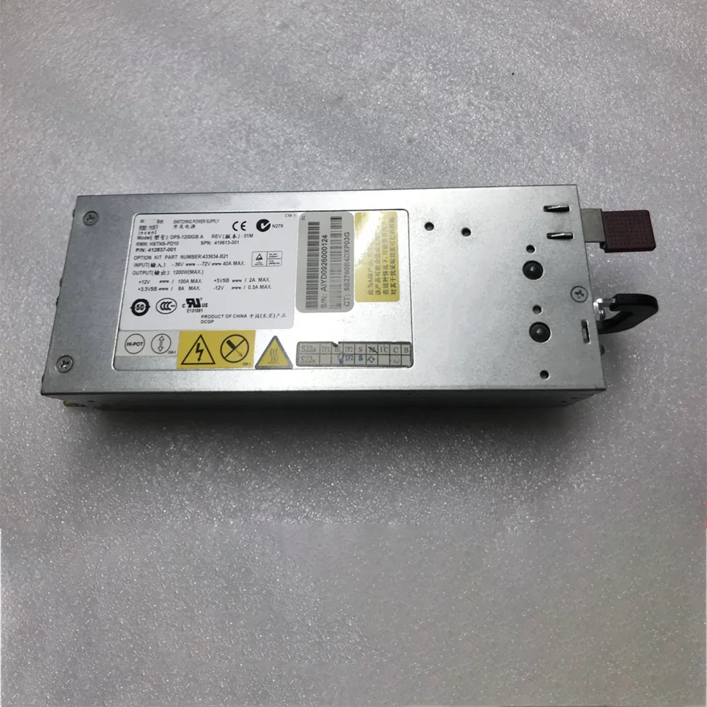 For HP Server Power Supply Module DC DL380 G5/DL385 G2 412837-001 433634-B21 419613-001 DPS-1200GB A 1200W
For HP Server Power Supply Module DC DL380 G5/DL385 G2 412837-001 433634-B21 419613-001 DPS-1200GB A 1200W