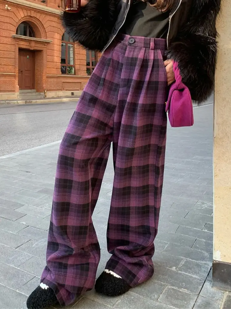 Alien Kitty Purple Women Trousers Chic Daily Plaid Loose Winter Straight Slim Wide Leg All Match High Waist Mopping Pants
Alien Kitty Purple Women Trousers Chic Daily Plaid Loose Winter Straight Slim Wide Leg All Match High Waist Mopping Pants