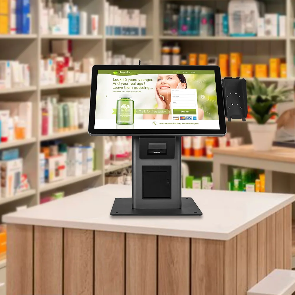 Flat Flexible Screen 15.6/18.5/21.5 Inch Desktop Floor-standing Two-in-one Self Service Ordering Kiosk in Restaurant
Flat Flexible Screen 15.6/18.5/21.5 Inch Desktop Floor-standing Two-in-one Self Service Ordering Kiosk in Restaurant