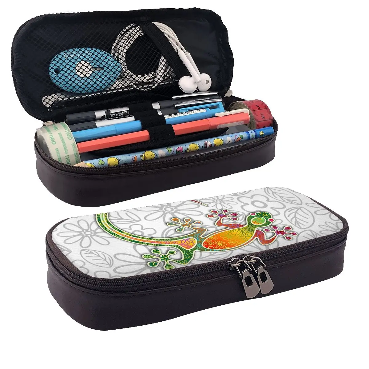 Gecko Ethnic Tribal Lizard African Leather Pencil Cases Pencil Pouch Storage Stationery Supplies Pen Box Pencil Bag for School
Gecko Ethnic Tribal Lizard African Leather Pencil Cases Pencil Pouch Storage Stationery Supplies Pen Box Pencil Bag for School