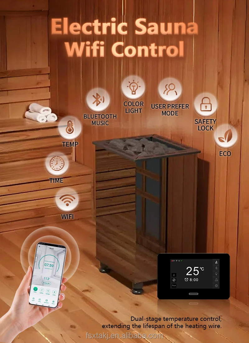 Factory OEM ODM WiFi Application 4.5kw 6KW 9KW 12KW 15KW 18KW Dry Sauna Heater Driver Sauna Room Ogrzewanie Sauna Furnac
Factory OEM ODM WiFi Application 4.5kw 6KW 9KW 12KW 15KW 18KW Dry Sauna Heater Driver Sauna Room Ogrzewanie Sauna Furnac