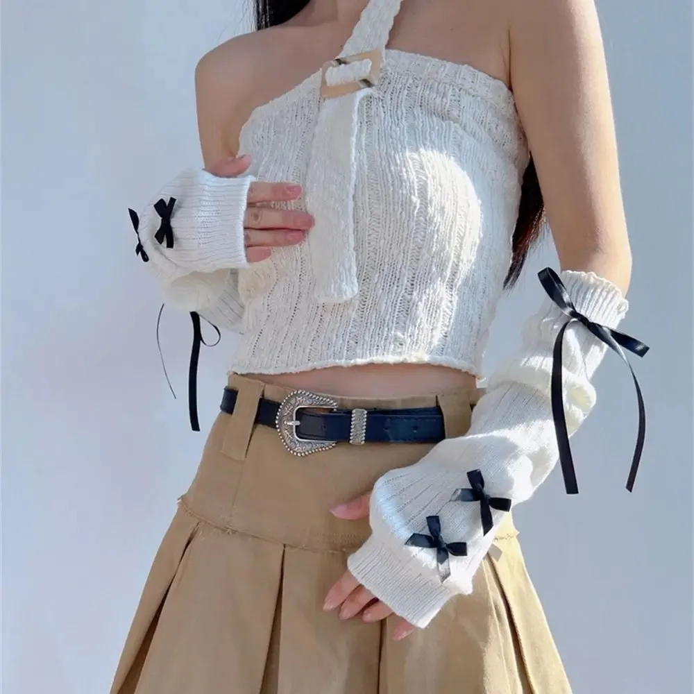 Streetwear Elastic Knitted Bow Arm Sleeves Ballet Style Warm Half Finger Long Gloves Sweet Korean Style Long Wrist Gloves Lolita
Streetwear Elastic Knitted Bow Arm Sleeves Ballet Style Warm Half Finger Long Gloves Sweet Korean Style Long Wrist Gloves Lolita