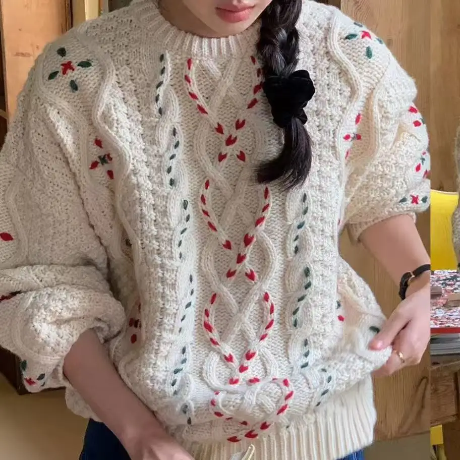 Retro Sweet Embroidered Hook Flower Color Dot Rhombus round Ne Overhead Sweater Women's Loose Fit Long Sve Thiened Kni...
Retro Sweet Embroidered Hook Flower Color Dot Rhombus round Ne Overhead Sweater Women's Loose Fit Long Sve Thiened Kni...