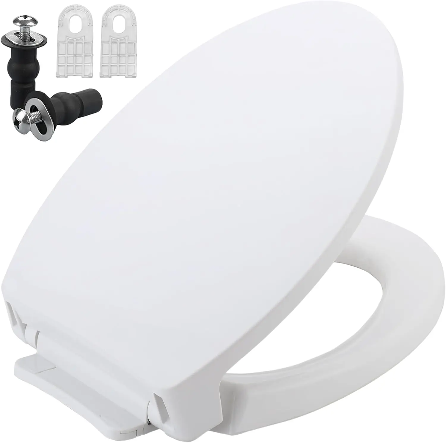 Soft Close Elongated Toilet Seat with Quiet Hinge, Fits Most Standard Toilets, Replacement with Bolts - Cotton White
Soft Close Elongated Toilet Seat with Quiet Hinge, Fits Most Standard Toilets, Replacement with Bolts - Cotton White
