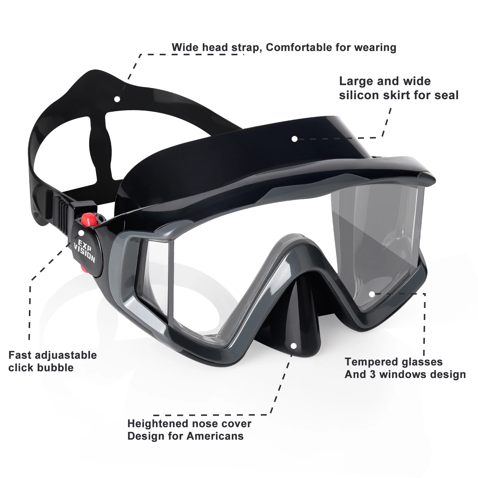 Adult Panoramic Diving Mask, High-Definition Glass LensDiving Mask , Silicone Leak-Proof Snorkel Mask
Adult Panoramic Diving Mask, High-Definition Glass LensDiving Mask , Silicone Leak-Proof Snorkel Mask
