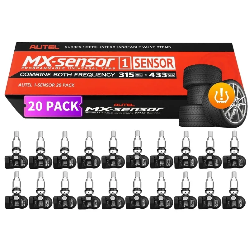 Autel TPMS Sensors 20pcs, MX-Sensor 2in1 315MHz/433MHz Tire Pressure Sensor, Press-in OE-Level Universal TPMS Sensors
Autel TPMS Sensors 20pcs, MX-Sensor 2in1 315MHz/433MHz Tire Pressure Sensor, Press-in OE-Level Universal TPMS Sensors