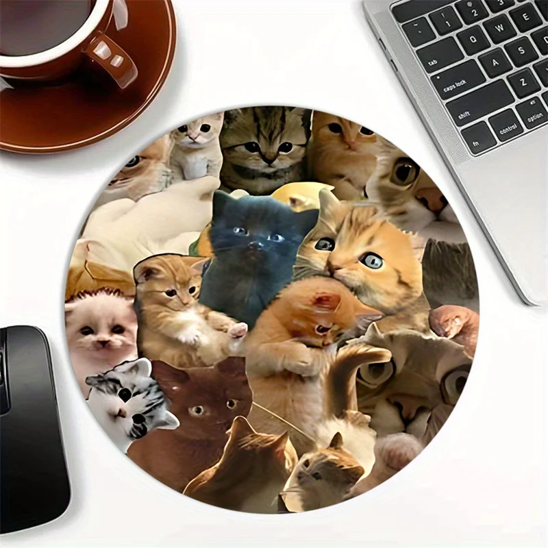 The cat-themed round mouse pad with anti-slip rubber is easy to clean and suitable for office and home computer accessories
The cat-themed round mouse pad with anti-slip rubber is easy to clean and suitable for office and home computer accessories