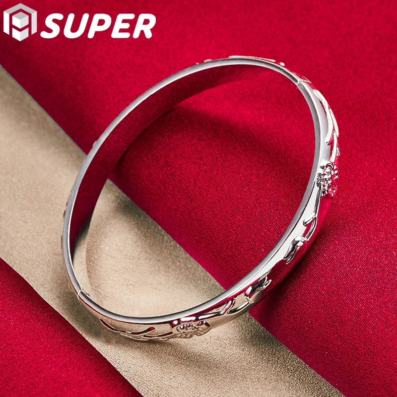 925 Sterling Silver Flower Rose Cuff Bangle Bracelet For Women Wedding Engagement Jewelry Party Gift
925 Sterling Silver Flower Rose Cuff Bangle Bracelet For Women Wedding Engagement Jewelry Party Gift
