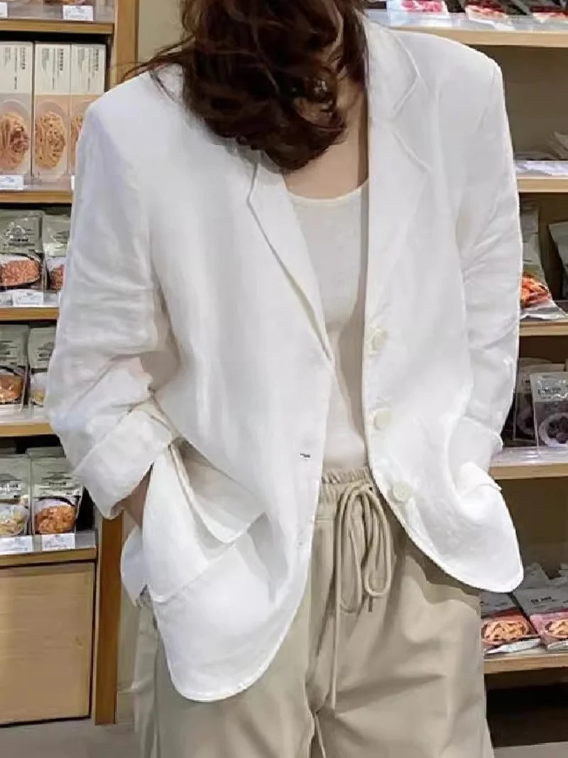 ROUJE KEFSS Casual Cotton Linen Suit Jacket Women Loose Linen Small Western Style Top Fall Season Long Sleeve Business Wear
ROUJE KEFSS Casual Cotton Linen Suit Jacket Women Loose Linen Small Western Style Top Fall Season Long Sleeve Business Wear