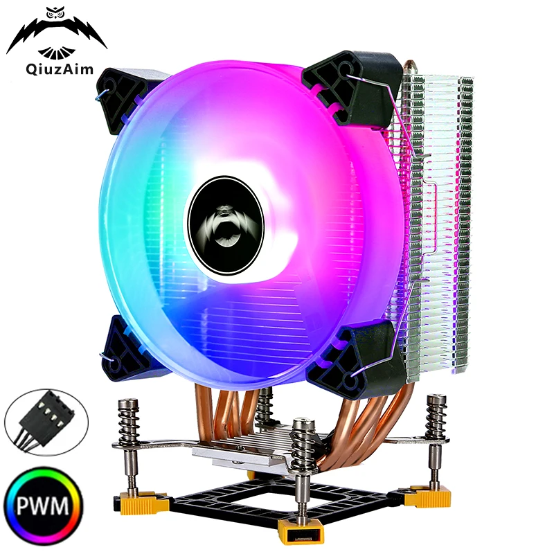 QiuzAim PC parts Air-cooled i3 i5 i7 Processor 4 Heat Pipe cpu cooler 120mm Fan 4pin/PWM mute install LGA775 115x 1200 1700 1366
QiuzAim PC parts Air-cooled i3 i5 i7 Processor 4 Heat Pipe cpu cooler 120mm Fan 4pin/PWM mute install LGA775 115x 1200 1700 1366
