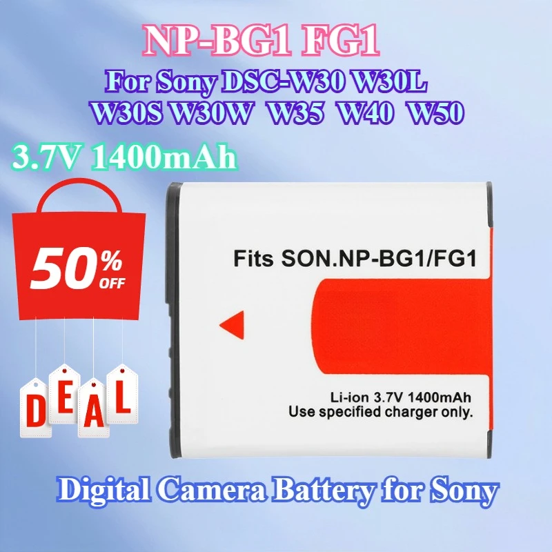 3.7V 1400mAh NP-BG1 Digital Camera Battery for Sony CyberShot DSC-W30 W35 W50 W55 W80 W70 WX1 WX10 HX9V H10 H20 H50 H55 H70 H90
3.7V 1400mAh NP-BG1 Digital Camera Battery for Sony CyberShot DSC-W30 W35 W50 W55 W80 W70 WX1 WX10 HX9V H10 H20 H50 H55 H70 H90