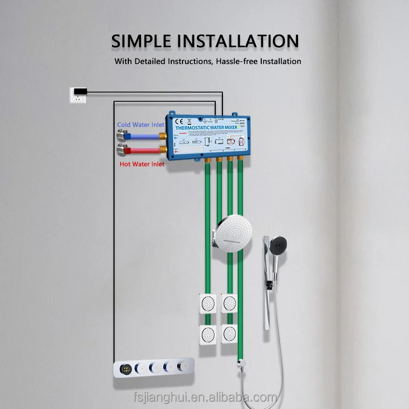 Thermostatic Digital Bathroom Mixer Valve Set Concealed Shower System Shower Control Panel
Thermostatic Digital Bathroom Mixer Valve Set Concealed Shower System Shower Control Panel