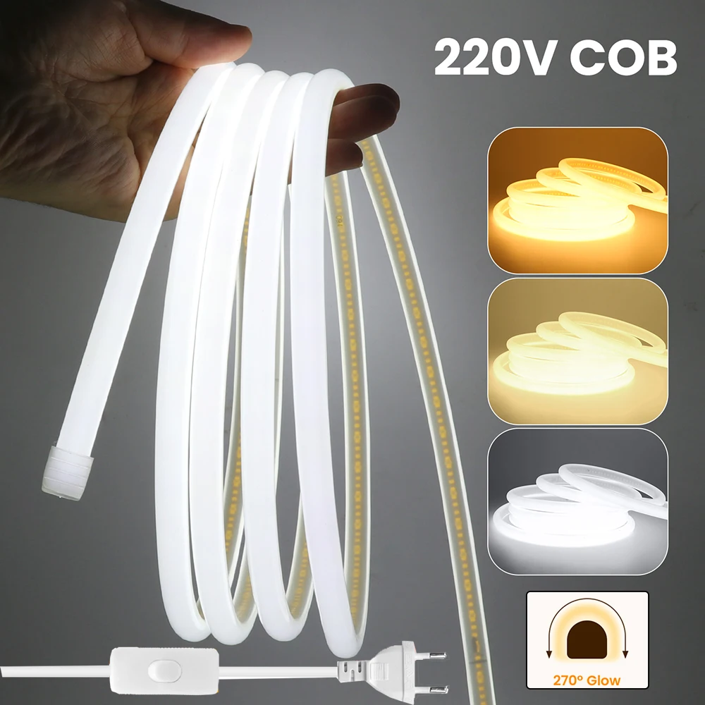 270 Round COB Neon LED Strip Light 5M 10M 20M 100M 220V Switch EU Power Plug 288LED/M Flex Lamp White Waterproof Home Decor 0.5M
270 Round COB Neon LED Strip Light 5M 10M 20M 100M 220V Switch EU Power Plug 288LED/M Flex Lamp White Waterproof Home Decor 0.5M