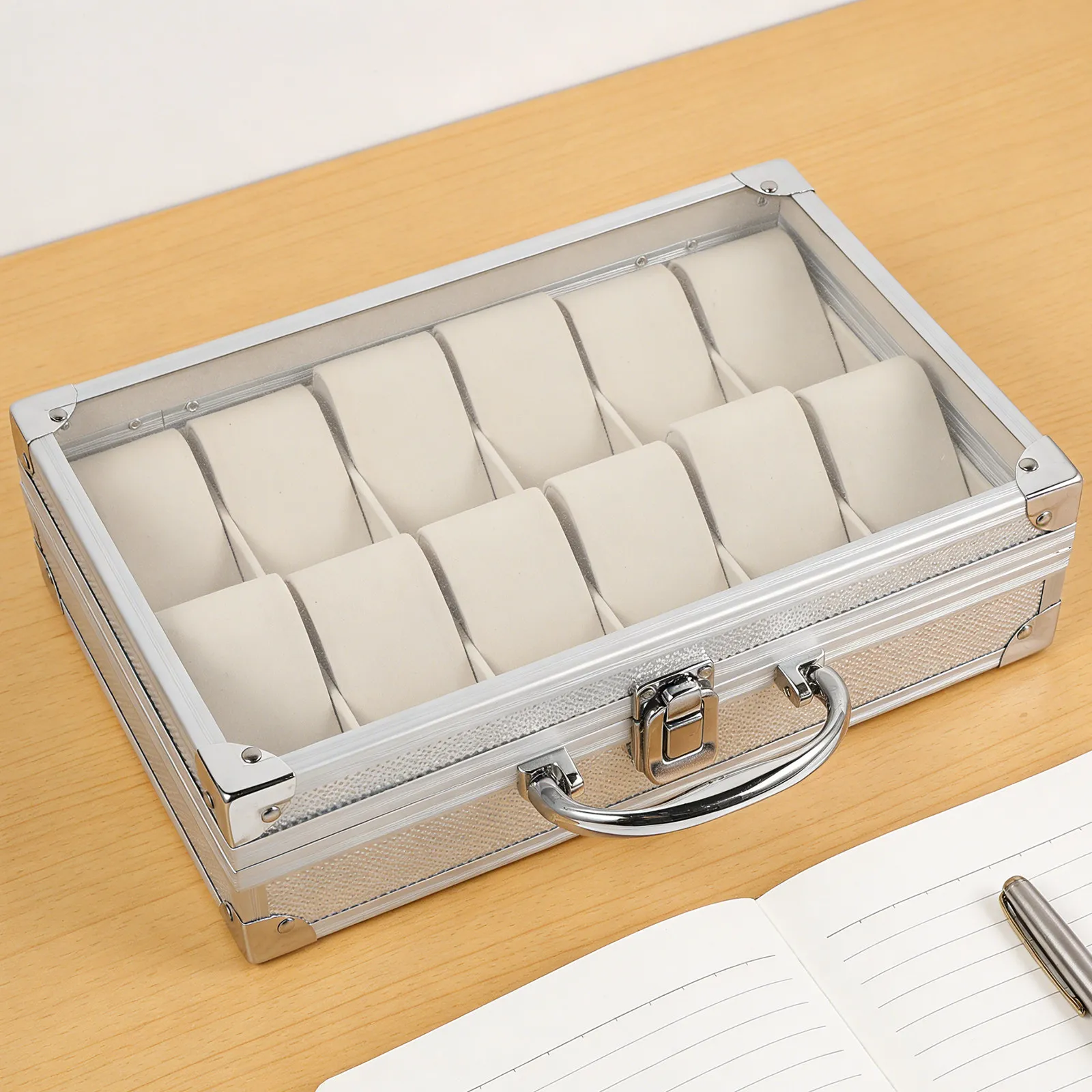 12 Slot Aluminum Alloy Watch Box Organizer Clear Lid Men Watch Display Case Jewelry Storage Holder Travel Home Storage
12 Slot Aluminum Alloy Watch Box Organizer Clear Lid Men Watch Display Case Jewelry Storage Holder Travel Home Storage
