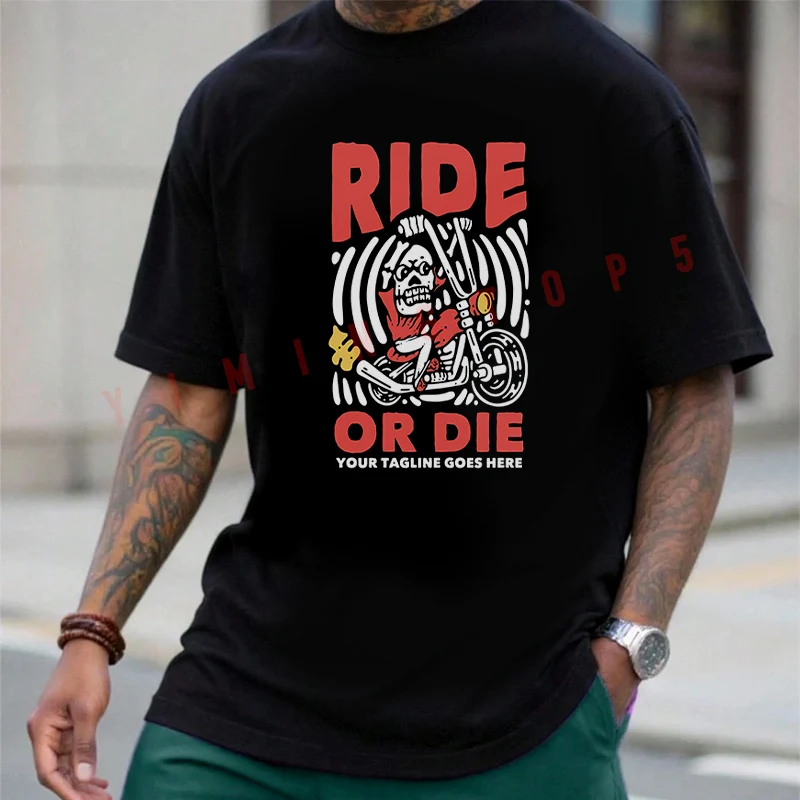 Ride Or Die With Skeleton Riding Motorcycle T-shirt Men's Summer Cotton Casual Short-sleeved O-neck Top Tees
Ride Or Die With Skeleton Riding Motorcycle T-shirt Men's Summer Cotton Casual Short-sleeved O-neck Top Tees