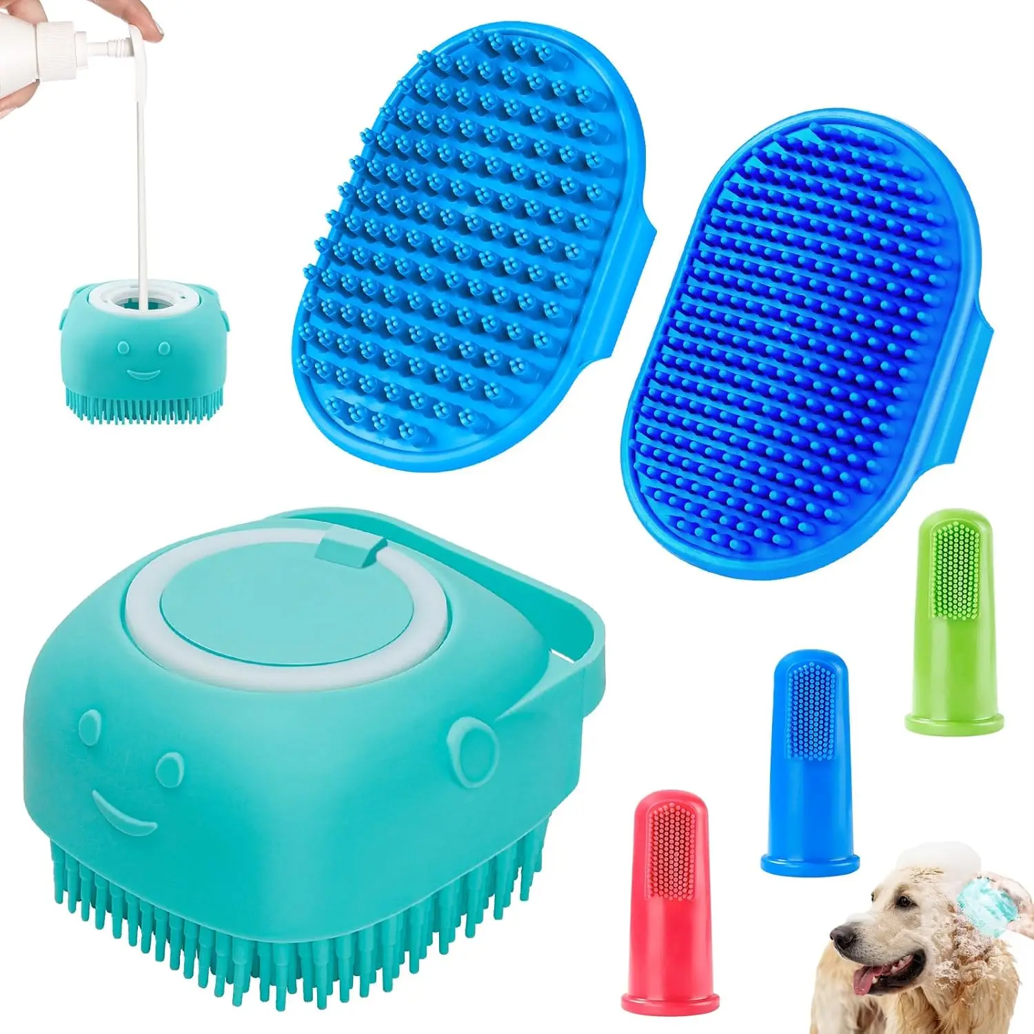 6PCS Dog Bath Brush Set with Adjustable Handle & Toothbrush for Short/Long Hair Pets - Blue
6PCS Dog Bath Brush Set with Adjustable Handle & Toothbrush for Short/Long Hair Pets - Blue