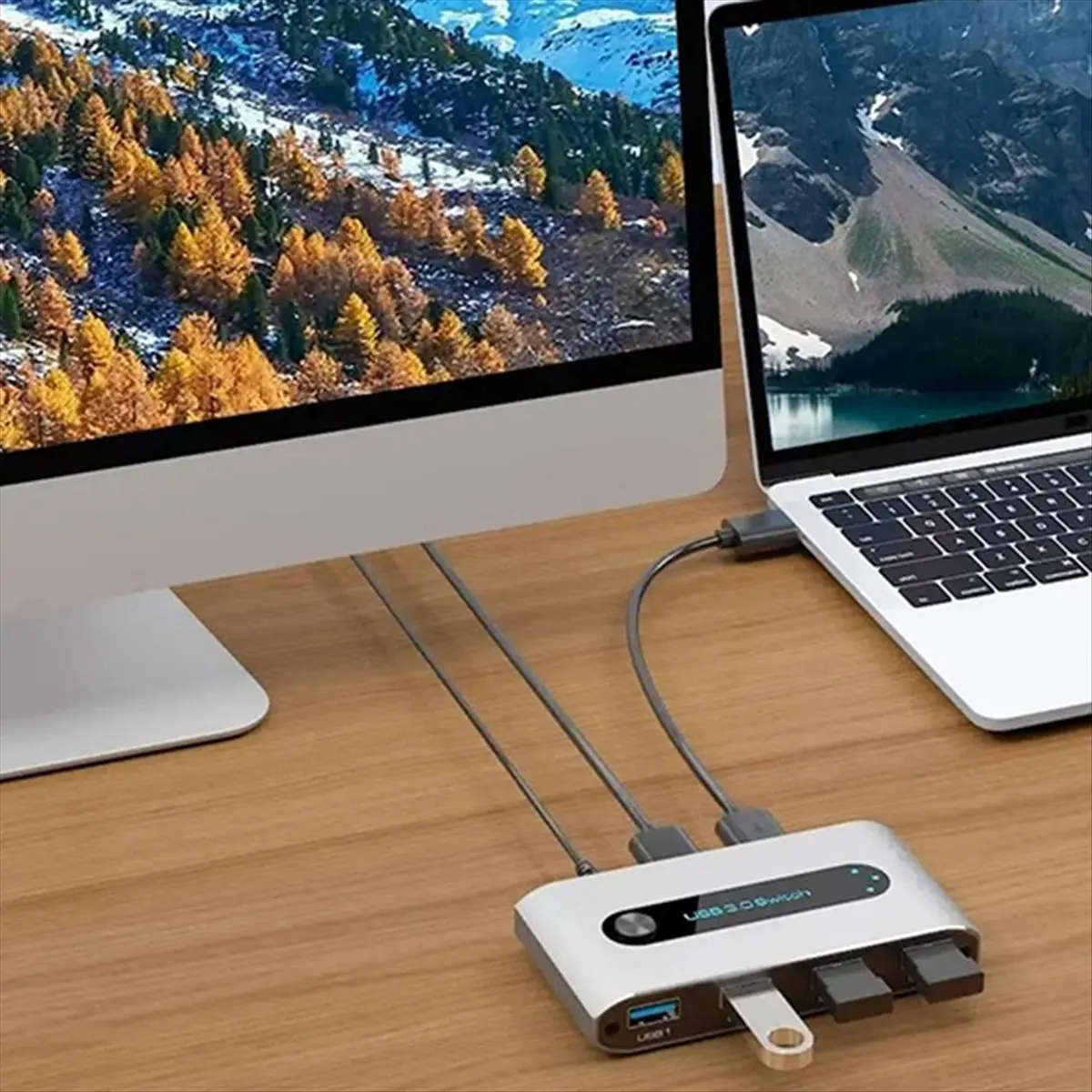 USB Switcher Printer Sharing USB3.0 Two-Input and Four-Output 2 Computers Share 4 USB Devices