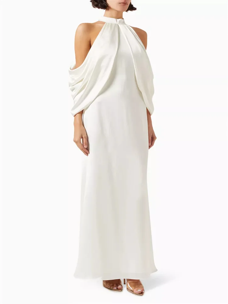 New Arrival Cold Shoulder High Neckline Straight Satin Evening Dress Elegant Back Zipper Floor Lightly Flared Hem Gown For Women
New Arrival Cold Shoulder High Neckline Straight Satin Evening Dress Elegant Back Zipper Floor Lightly Flared Hem Gown For Women