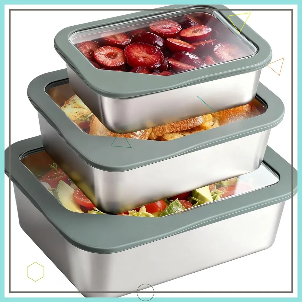 Stainless Steel Food Storage Container with Glass Lids, 3 Pack Nested Lunch Boxes for Sandwiches and Snacks
Stainless Steel Food Storage Container with Glass Lids, 3 Pack Nested Lunch Boxes for Sandwiches and Snacks