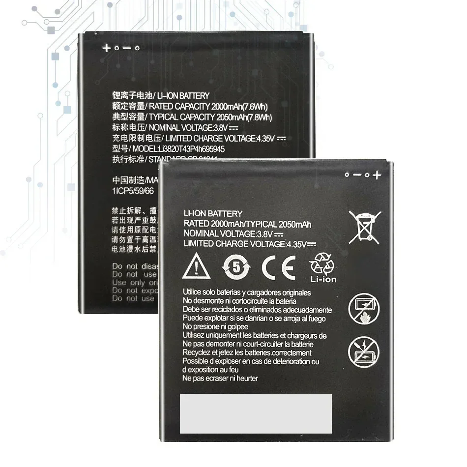 Аккумулятор мобильного телефона для ZTE Blade L8 A3 2019 Li3820T43P4h 695945 2050 мАч
Аккумулятор мобильного телефона для ZTE Blade L8 A3 2019 Li3820T43P4h 695945 2050 мАч