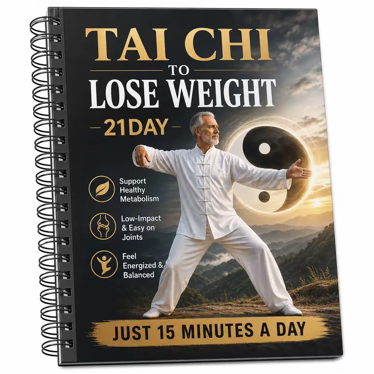 Mountain Sunset Yin-Yang Tai Chi Loss Guidance Manual, a 15-minute Daily Low-intensity Fitness Log. Gentle Tai Chi Training Helps Burn Calories, Improve Balance, Relieve Stress and Boost Vitality. Suitable for People of All Fitness Levels
Mountain Sunset Yin-Yang Tai Chi Loss Guidance Manual, a 15-minute Daily Low-intensity Fitness Log. Gentle Tai Chi Training Helps Burn Calories, Improve Balance, Relieve Stress and Boost Vitality. Suitable for People of All Fitness Levels