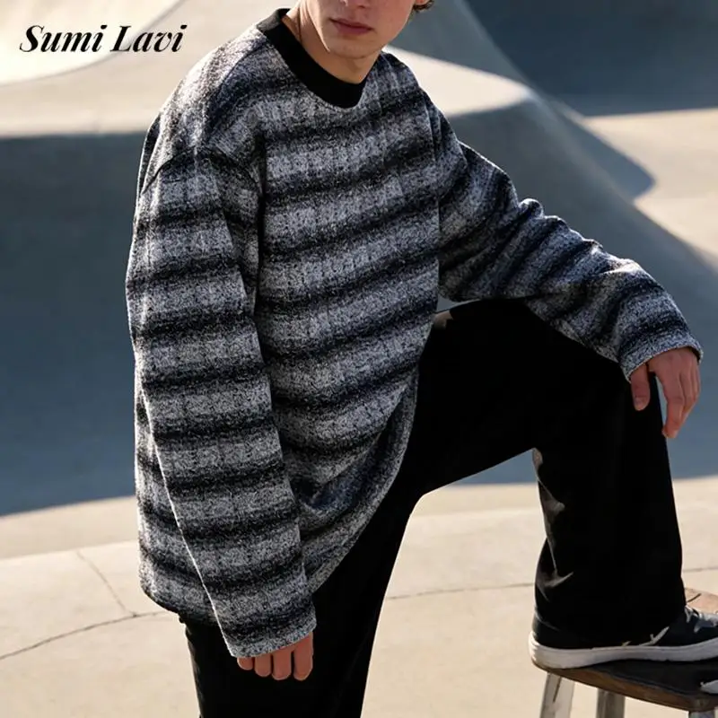 Streetwear Mens Vintage Sweaters Spring Long Sleeve O Neck Loose Knit Pullover Tops Men Vintage Striped Crochet Knitting Sweater
Streetwear Mens Vintage Sweaters Spring Long Sleeve O Neck Loose Knit Pullover Tops Men Vintage Striped Crochet Knitting Sweater