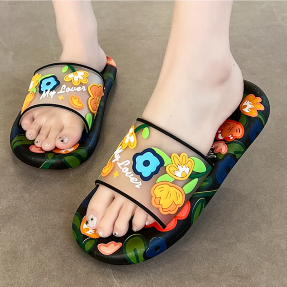 All Match Transparent Sweet Flower Slippers PVC Beachwear Platform Flip Flops Shoes Anti Slip Flats Slippers Women Ladies
All Match Transparent Sweet Flower Slippers PVC Beachwear Platform Flip Flops Shoes Anti Slip Flats Slippers Women Ladies